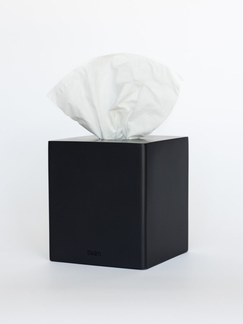 Modern Weighted Stone Resin Tissue Box Cover- Matte Charcoal Gray (Iron)